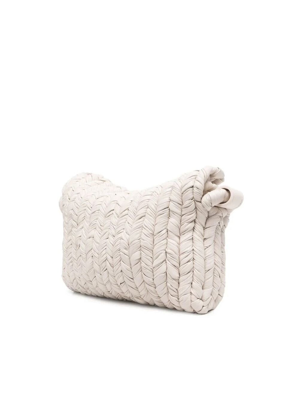 Nanushka - Busket Baguette Woven Shoulder Bag Off-White
